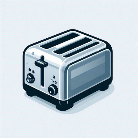 Illustration of a toaster on a white background, vector illustrationのイラスト素材