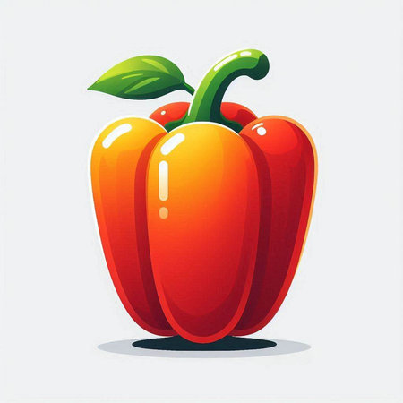 Vector illustration of red bell pepper isolated on white background. Vegetable icon.のイラスト素材