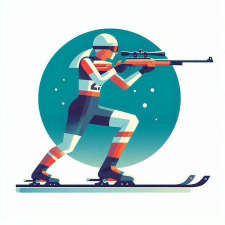 Skiing. Winter sport. Vector illustration in flat style.のイラスト素材