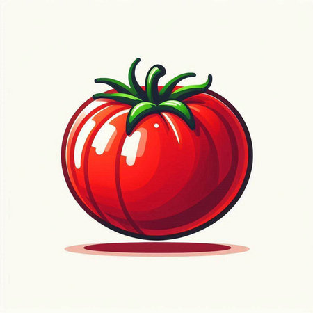 Illustration of a red tomato on a white background, vector illustrationのイラスト素材
