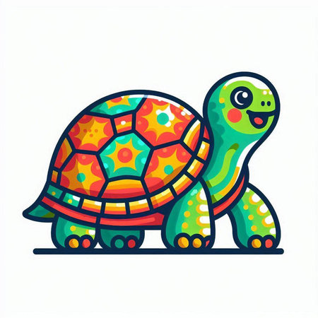 Turtle. Vector illustration in cartoon style on a white background.のイラスト素材