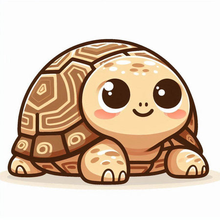 Cute cartoon turtle. Vector illustration isolated on a white background.のイラスト素材