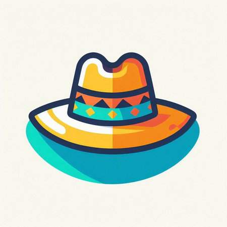 Mexican sombrero icon. Vector illustration in flat style.のイラスト素材