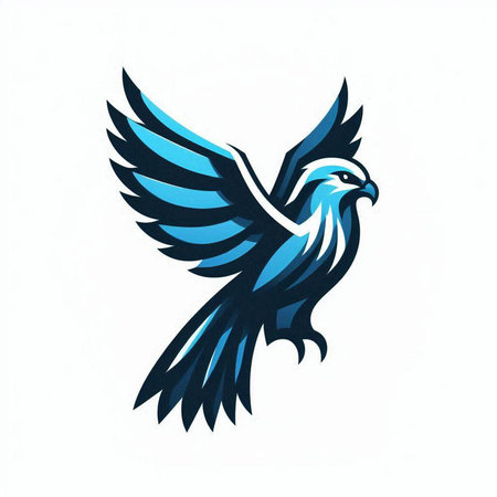 Eagle with blue wings on a white background. Vector illustration.のイラスト素材