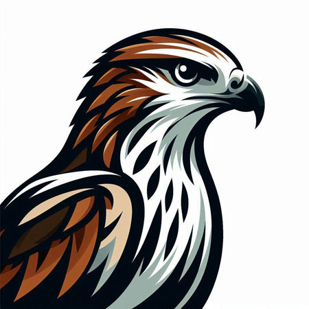 eagle head on white background, vector illustration, eps10のイラスト素材
