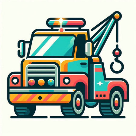 Vector illustration of a tow truck on a white background. Flat style.のイラスト素材