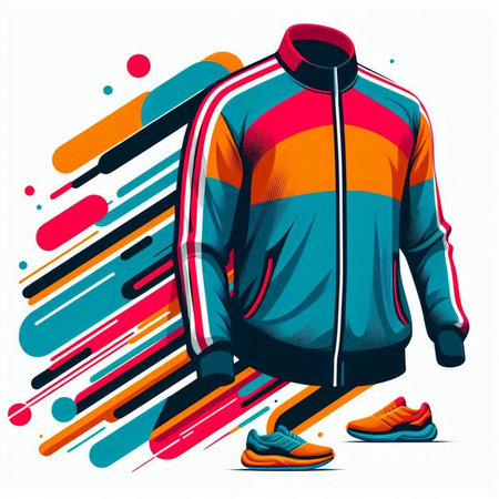 Sportswear vector illustration, running man in colorful sportswearのイラスト素材