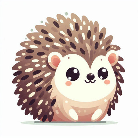 Cute cartoon hedgehog. Vector illustration isolated on white background.のイラスト素材
