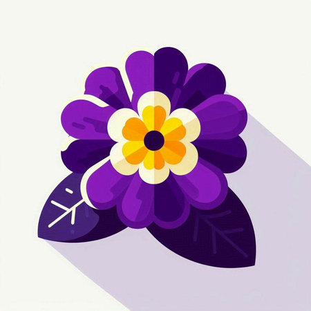 Flower icon, vector illustration. Flat design style with long shadowのイラスト素材