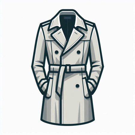 Illustration of a trench coat isolated on a white background - vectorのイラスト素材