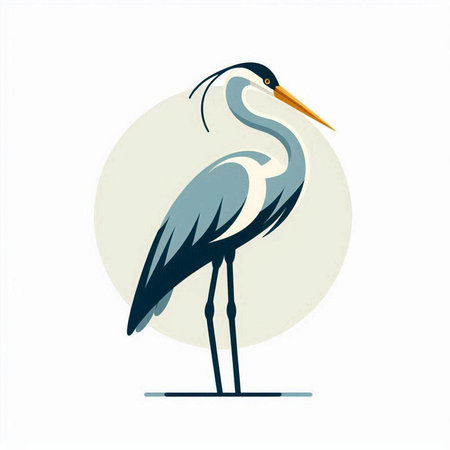 Vector illustration of a heron on a white background with place for textのイラスト素材