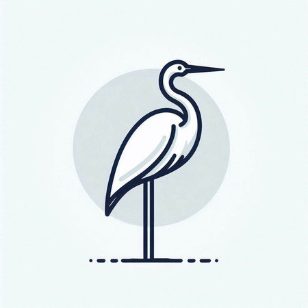 Heron icon. Vector illustration of a heron on a white background.のイラスト素材