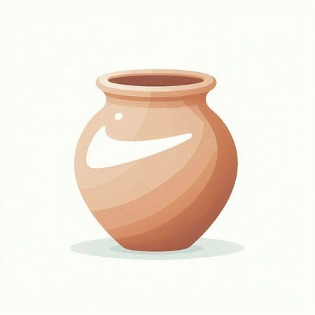 Illustration of a brown clay vase on a white background.のイラスト素材