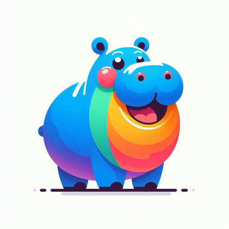 Happy hippopotamus. Colorful vector illustration in cartoon style.のイラスト素材