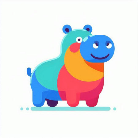 Hippo. Cute cartoon character. Colorful vector illustration.のイラスト素材