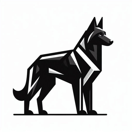 Vector image of a silhouette of a dog on a white background.のイラスト素材