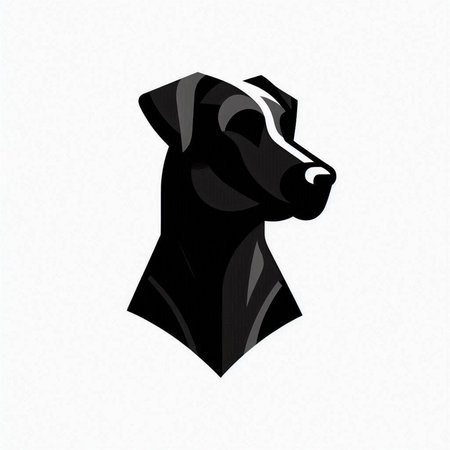 black dog head on a white background, vector illustration, epsのイラスト素材
