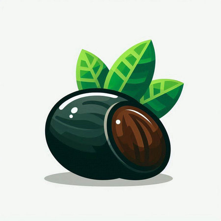 Illustration of hazelnut with green leaves on a white backgroundのイラスト素材