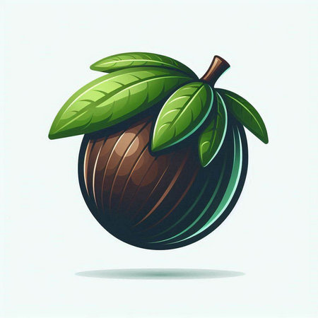 Illustration of a fresh jujube with leaves on a white backgroundのイラスト素材