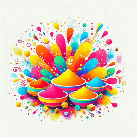 Indian Festival Holi colorful background with colorful elements. Vector illustration.のイラスト素材
