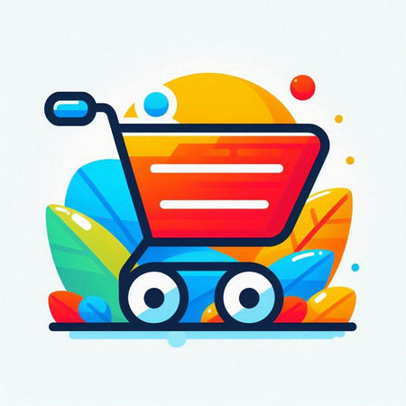 Shopping cart flat icon. Vector illustration of shopping cart icon.のイラスト素材