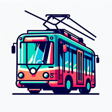 Vector illustration of a modern electric tram on a white background. The concept of urban transport.のイラスト素材