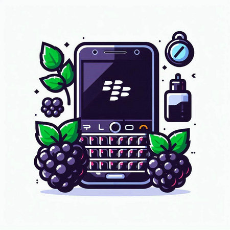 Smartphone with blackberries. Vector illustration of mobile phone with blackberries.のイラスト素材