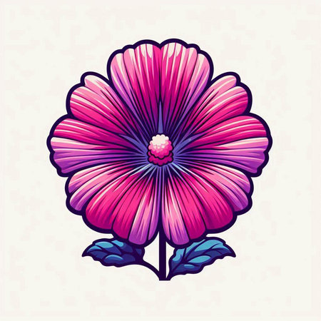 Beautiful pink hibiscus flower. Vector illustration in retro style.のイラスト素材