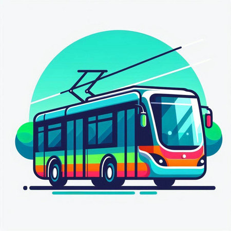 Vector illustration of a modern city bus. Colorful flat design.のイラスト素材