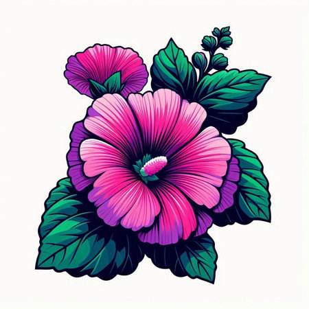 Hibiscus flower vector illustration. Isolated on white background.のイラスト素材