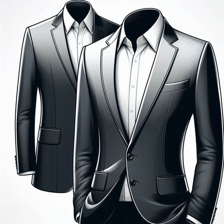 Illustration of a suit with a bow tie and a tuxedoのイラスト素材