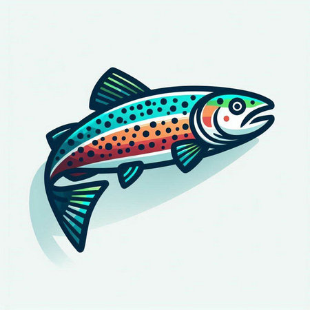 Illustration of a rainbow trout fish isolated on a white background.のイラスト素材
