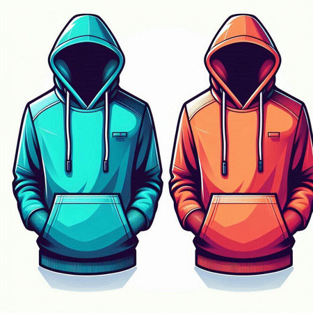 Vector illustration of a man in a hooded jacket and a hoodieのイラスト素材