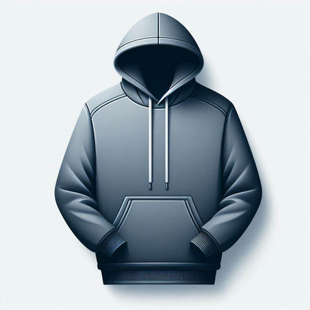 Men's black hoodie on a white background. 3d renderingのイラスト素材