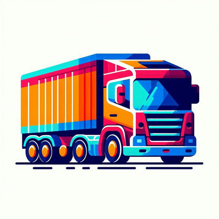 Truck vector icon. Logistics and transportation of goods. Freight transportation.のイラスト素材