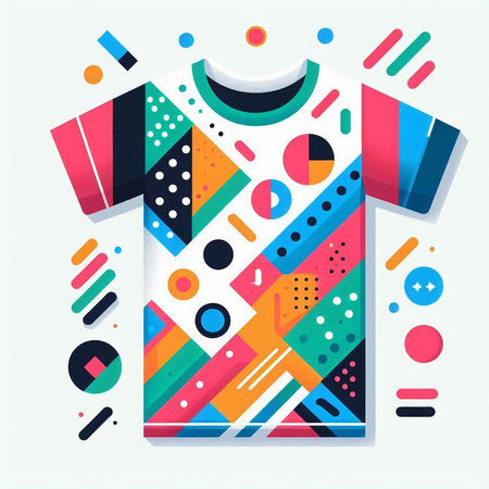 Colorful t-shirt design with abstract geometric pattern. Vector illustration.のイラスト素材