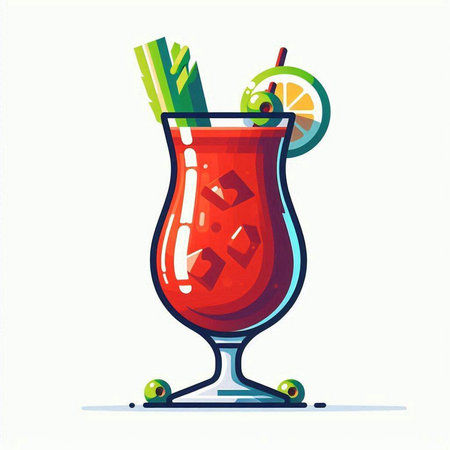 Cocktail with lime and straws. Vector illustration in cartoon style.のイラスト素材