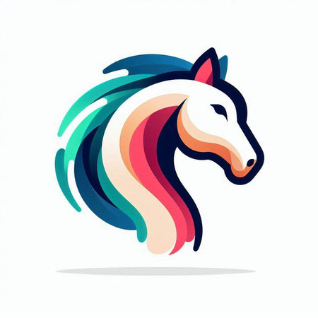 Horse head with long mane. Colorful vector illustration.のイラスト素材