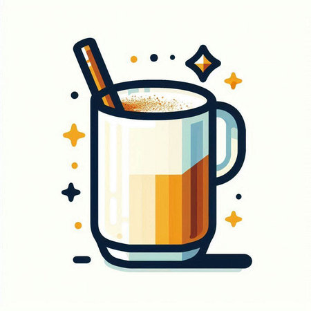 Coffee cup with cinnamon. Vector illustration in flat style.のイラスト素材