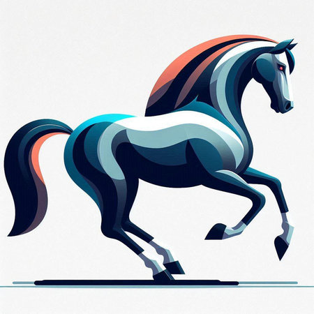 Vector illustration of a galloping horse on a white background with copy spaceのイラスト素材