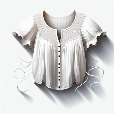 White blouse with collar on a white background. Vector illustration.のイラスト素材