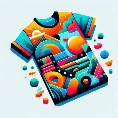 Colorful abstract illustration of a t-shirt. Vector illustration.のイラスト素材