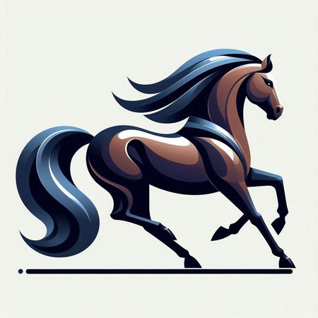 Horse running on a white background. Vector illustration of a horse.のイラスト素材