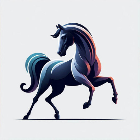 Horse running vector illustration. Elegant silhouette of a horse.のイラスト素材