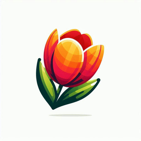 vector illustration of a tulip flower isolated on a white background.のイラスト素材