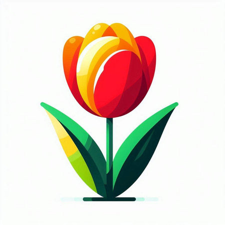 Tulip flower, colorful vector illustration isolated on white background.のイラスト素材