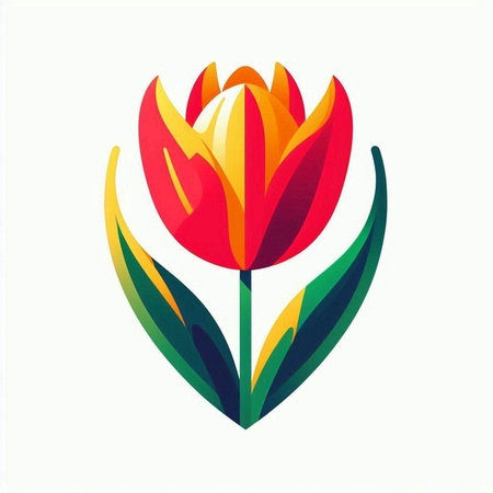 Colorful tulip flower on a white background. Vector illustration.のイラスト素材