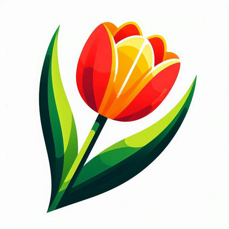 Beautiful colorful tulip flower on white background. Vector illustration.のイラスト素材
