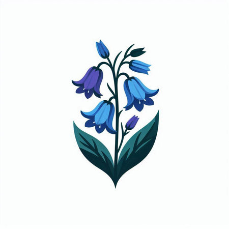 Bluebell flower isolated on white background. Hand drawn vector illustration.のイラスト素材