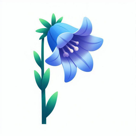 Illustration of a blue lily isolated on a white background.のイラスト素材